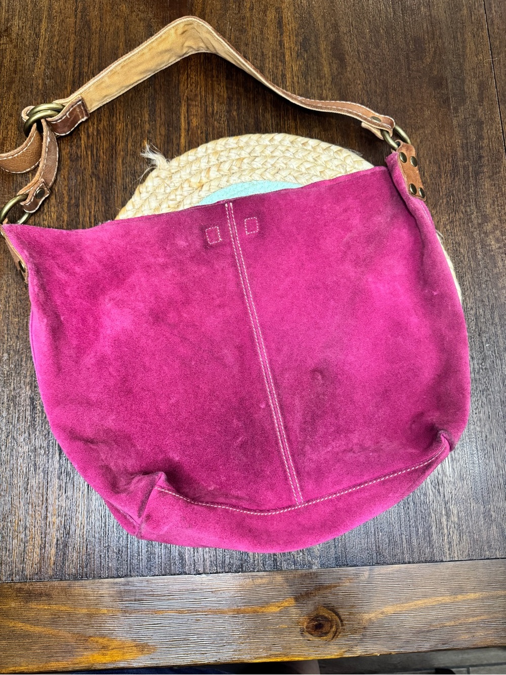 Lucky Brand Suede Shoulder Bag - Fuchsia